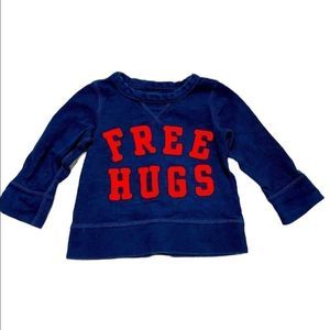 GAP Sweater Blue and Red “Free Hugs” | 18-24 month